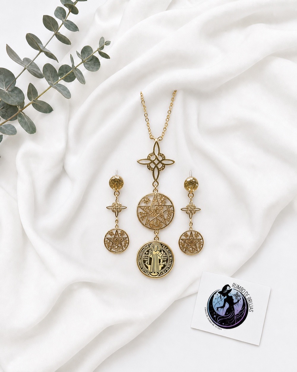 Conjunto dorado de símbolos místicos — Rumbo de Brujas