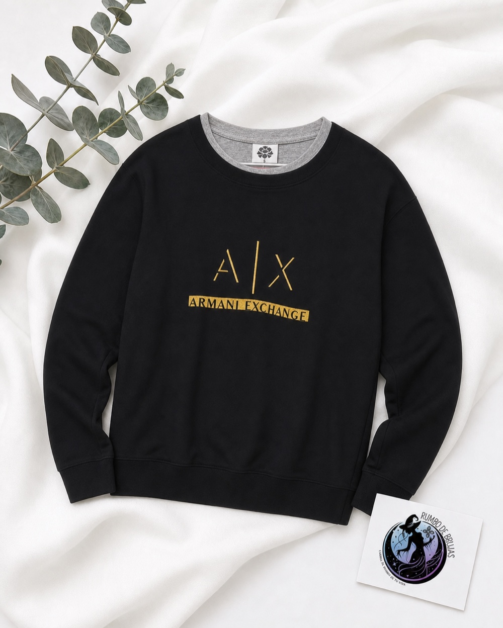Sudadera negra con logotipo Armani Exchange — Rumbo de Brujas