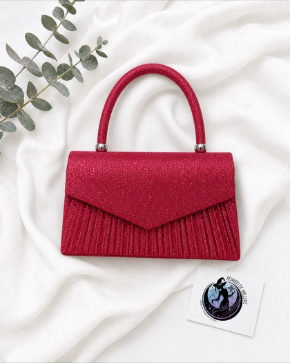 Bolso de fiesta rojo con flecos — Rumbo de Brujas