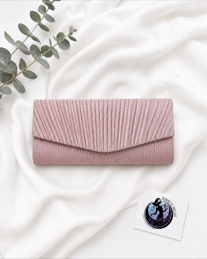 Cartera de fiesta rosa plisada — Rumbo de Brujas