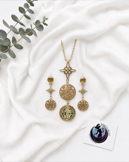 Conjunto dorado de símbolos místicos — Rumbo de Brujas