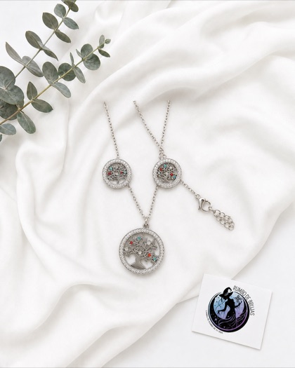 Conjunto plateado circular multicolor — Rumbo de Brujas