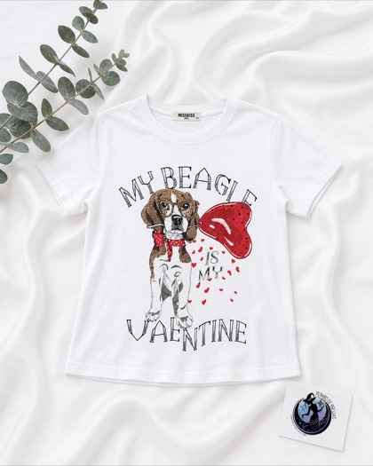 Camiseta blanca «My beagle is my Valentine» — Rumbo de Brujas