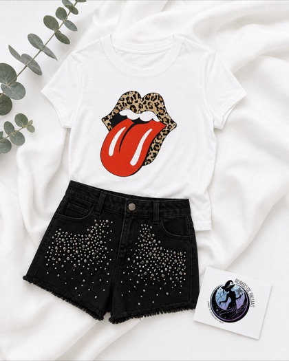 Conjunto camiseta Rolling Stones y pantalón corto negro — Rumbo de Brujas